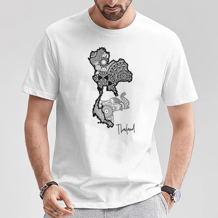 タイのマンダラ、タイの地図、象のマンダラ タイ Tシャツ 面白い贈り物