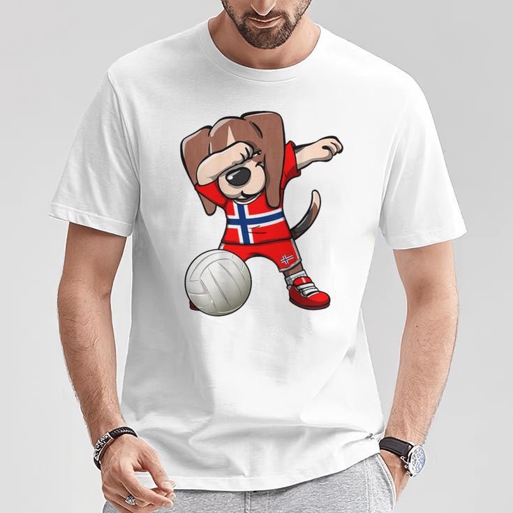 ダビングビーグル犬 ノルウェージャージ ノルウェーバレーボール愛好家 Tシャツ 面白い贈り物