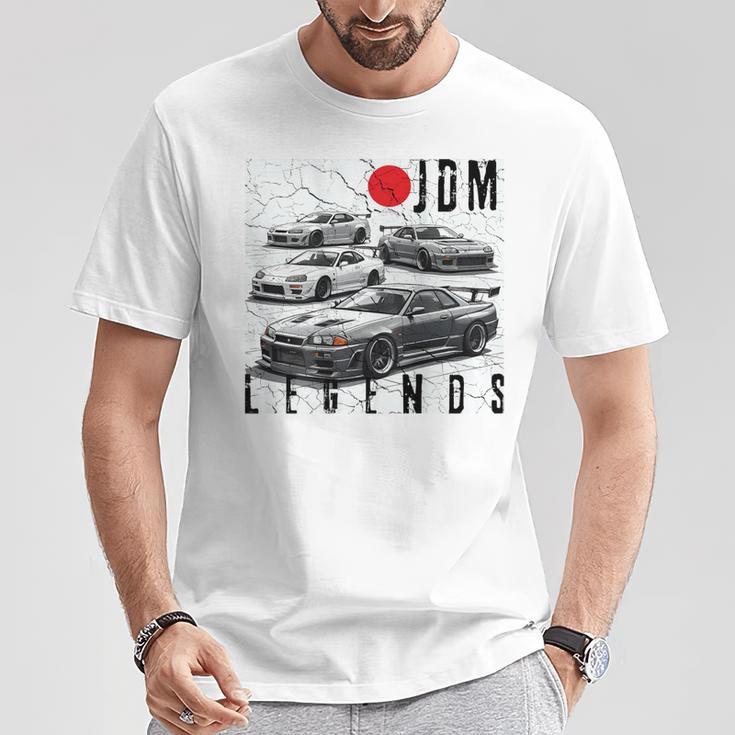 バックプリント ディストレス Jdm レジェンド レースカー 日本国旗 ギフト Tシャツ 面白い贈り物
