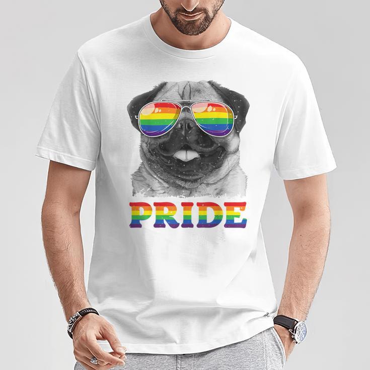 パグ ゲイプライド Lgbt レインボーフラッグ サングラス Lgbtq ギフト 犬 Tシャツ 面白い贈り物