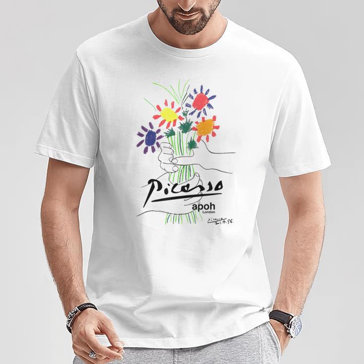 ピカソ 花 描画 クラシック アート グラフィック Tシャツ 面白い贈り物