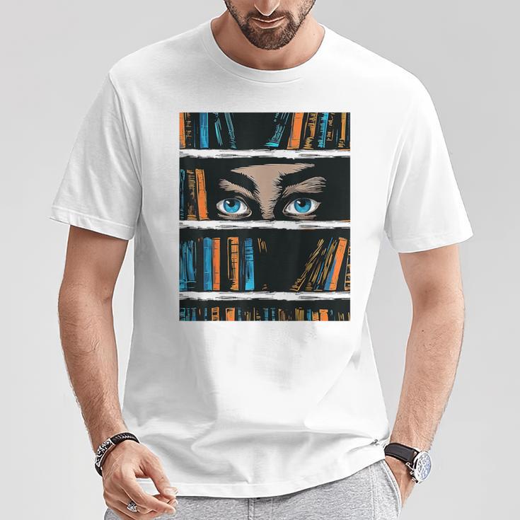 ブックガールアートアイズグラフィック Tシャツ 面白い贈り物