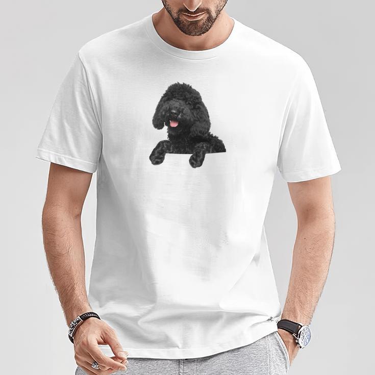 ブラックラブラドゥードル ポケット入り ラブラドゥードル犬愛好家 長袖tシャツ Tシャツ 面白い贈り物