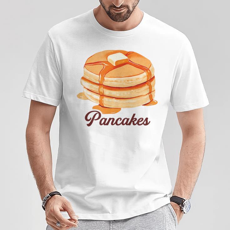 ホットケーキ パンケーキ Pancakes バター はちみつ イラスト 喫茶店 洋菓子 レトロ 水彩 綺麗 かわいい Tシャツ 面白い贈り物