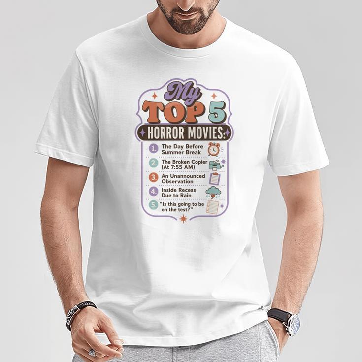 ホラー映画 教師 ユーモア 学校 映画 パロディ トップ5 長袖tシャツ Tシャツ 面白い贈り物
