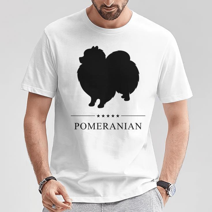 ポメラニアンブラックシルエット 長袖tシャツ Tシャツ 面白い贈り物
