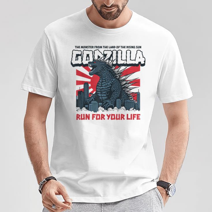 モンスター – ゴジラ：必死の逃亡 Tシャツ 面白い贈り物