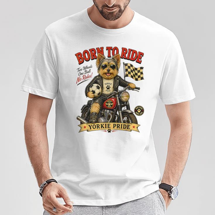 ヨーキー ライド バイク 遊び フットボール サッカー Digor Tシャツ 面白い贈り物