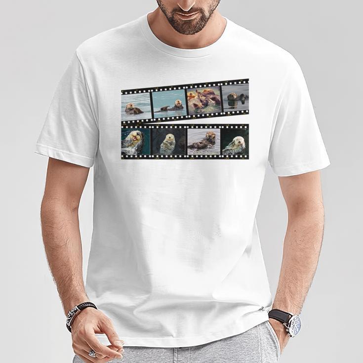 ラッコ フィルムストリップ 写真 フォト コラージュ Tシャツ 面白い贈り物