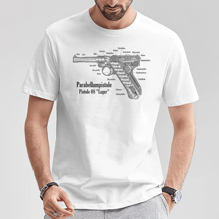 ルガーピストル Ww2 ドイツ軍 P08 断面図 Tシャツ 面白い贈り物