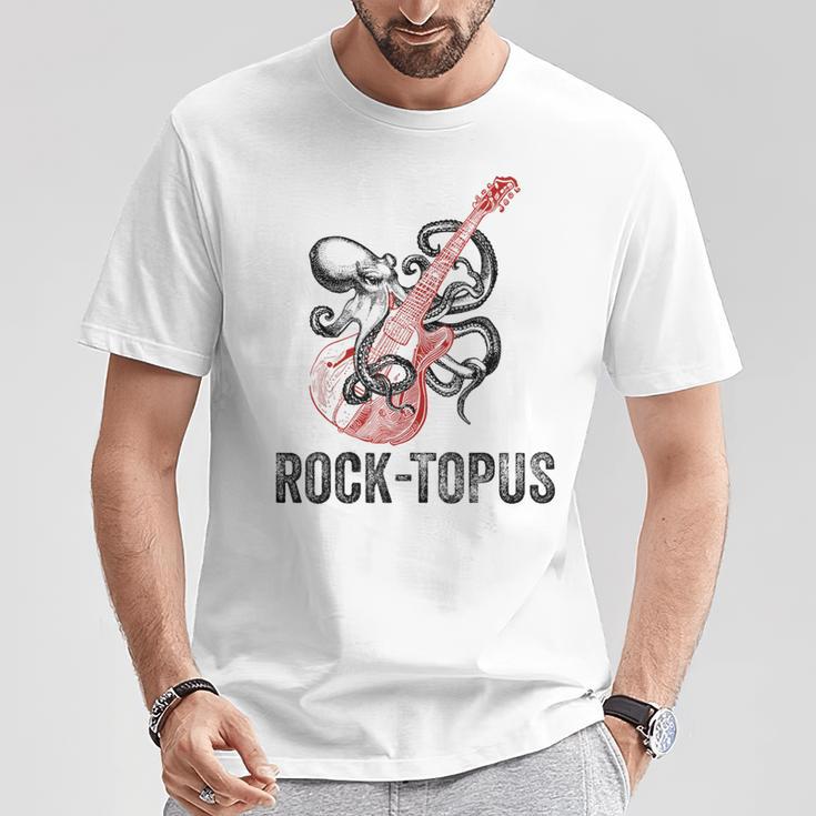 レトロ オクトパス クラーケン ギターを弾く Rock-Topus ギタリスト Tシャツ 面白い贈り物