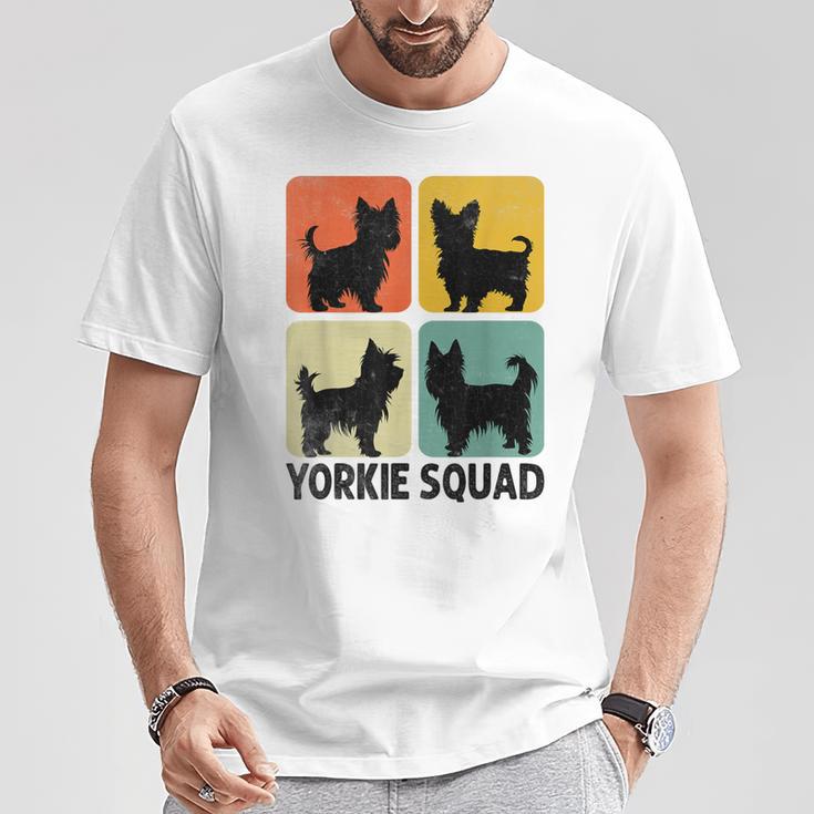 レトロ シルホーエット ヨーキー スクワッド ヨークシャーテリア ヨーキー 犬 Tシャツ 面白い贈り物