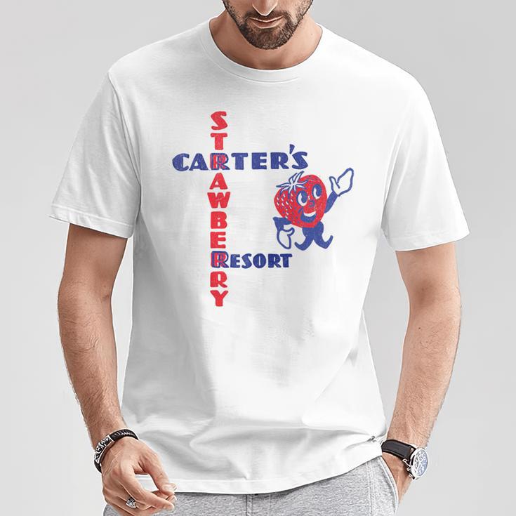レトロ ホテル カーターズ ストロベリー リゾート カリフォルニア Tシャツ 面白い贈り物