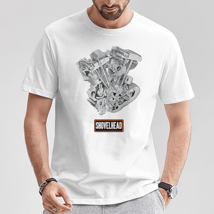 ヴィンテージ Hd オートバイtwin ショベルヘッド エンジン クラシック バイカー Tシャツ 面白い贈り物