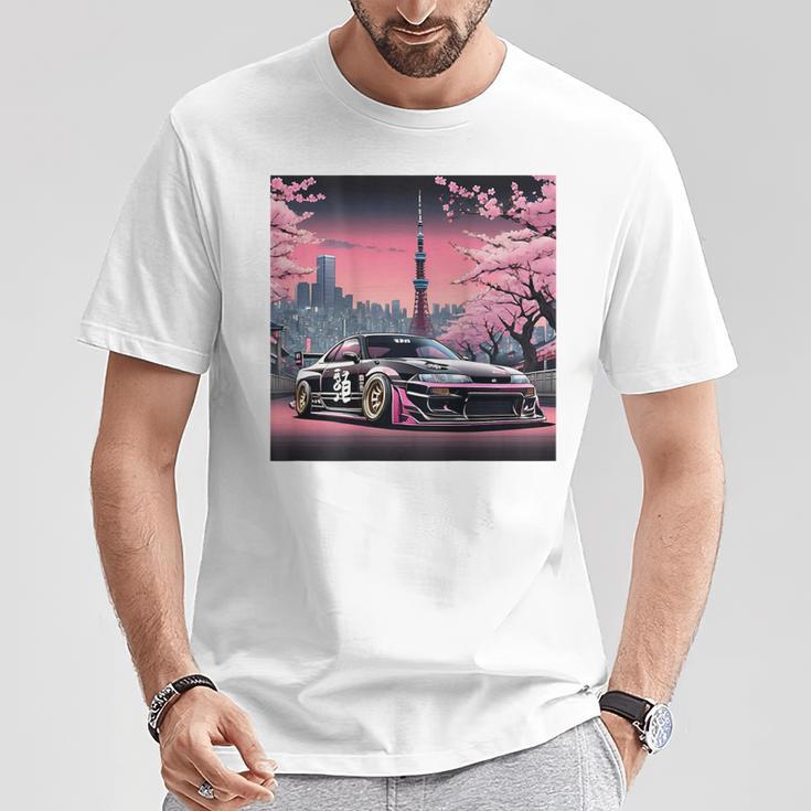 ヴィンテージ Jdm 日本伝説 ドリフト レースカー 東京 背面 Tシャツ 面白い贈り物