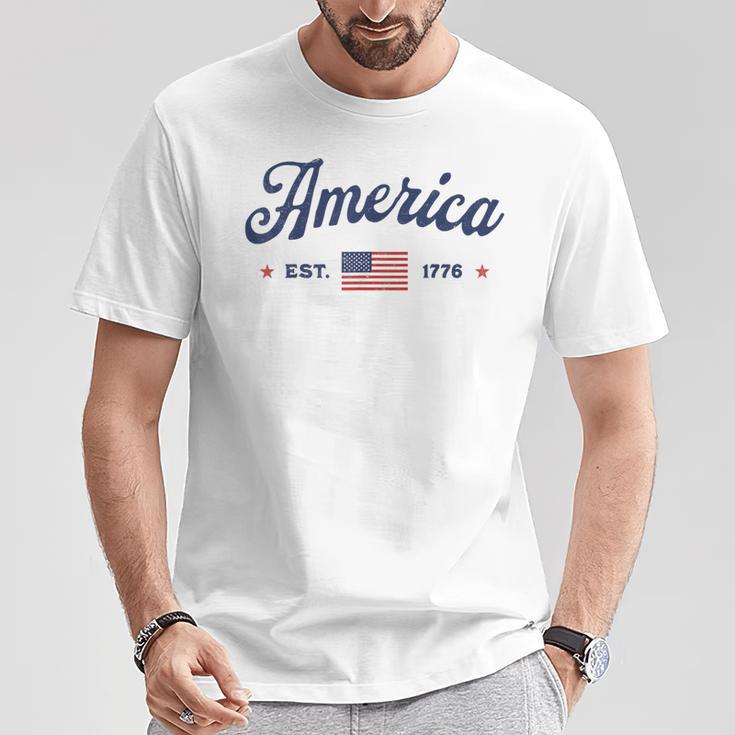 ヴィンテージ アメリカ国旗 Usa 4Th Of July American Flag Patriotic Tシャツ 面白い贈り物