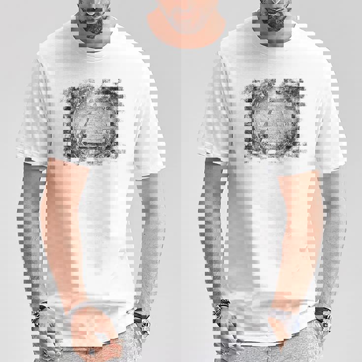 ヴィンテージ イルミナティ オールシーイング アイ ダラー フリーメイソン Tシャツ 面白い贈り物