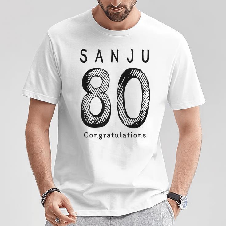 傘寿 80歳anju 80 Birthday お祝い シンプル 人気 Tシャツ 面白い贈り物