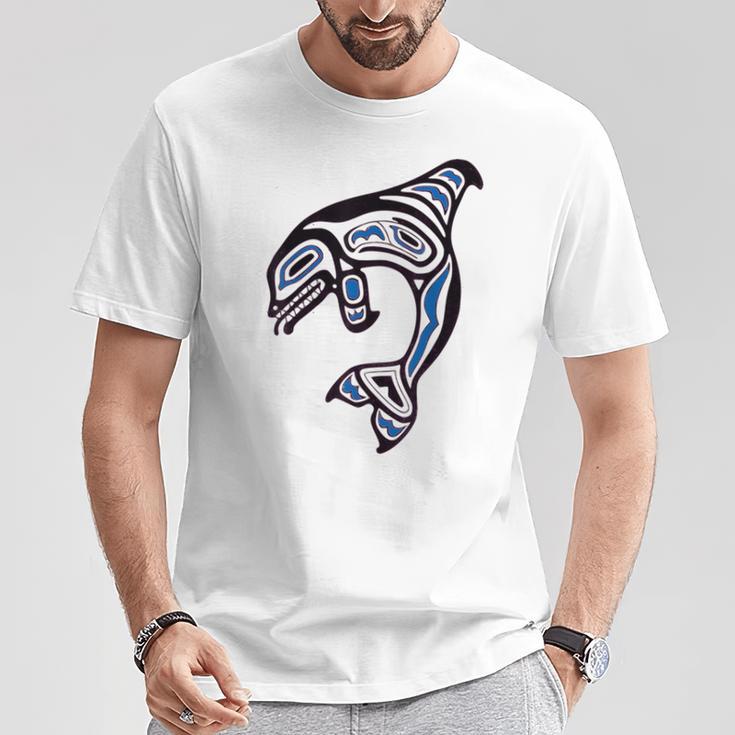 太平洋北西部シャチクジラ ネイティブアメリカン インディアンアート Tシャツ 面白い贈り物