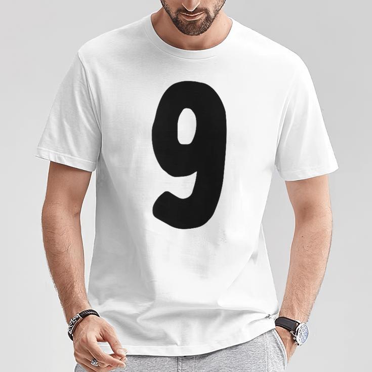 数字 9 太字 ブラック Tシャツ 面白い贈り物