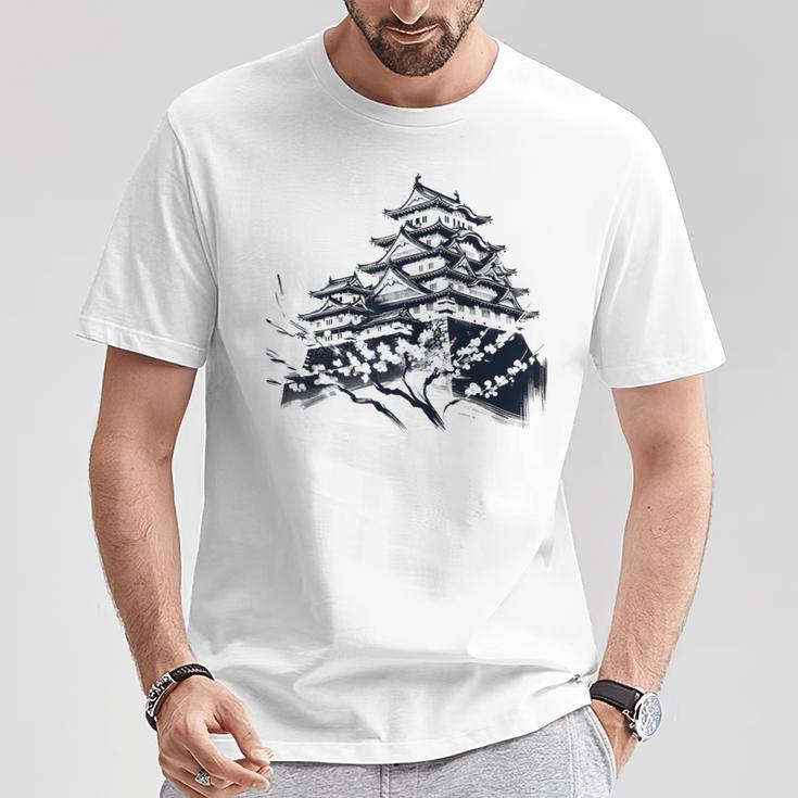 日本伝統風姫路城 Tシャツ 面白い贈り物