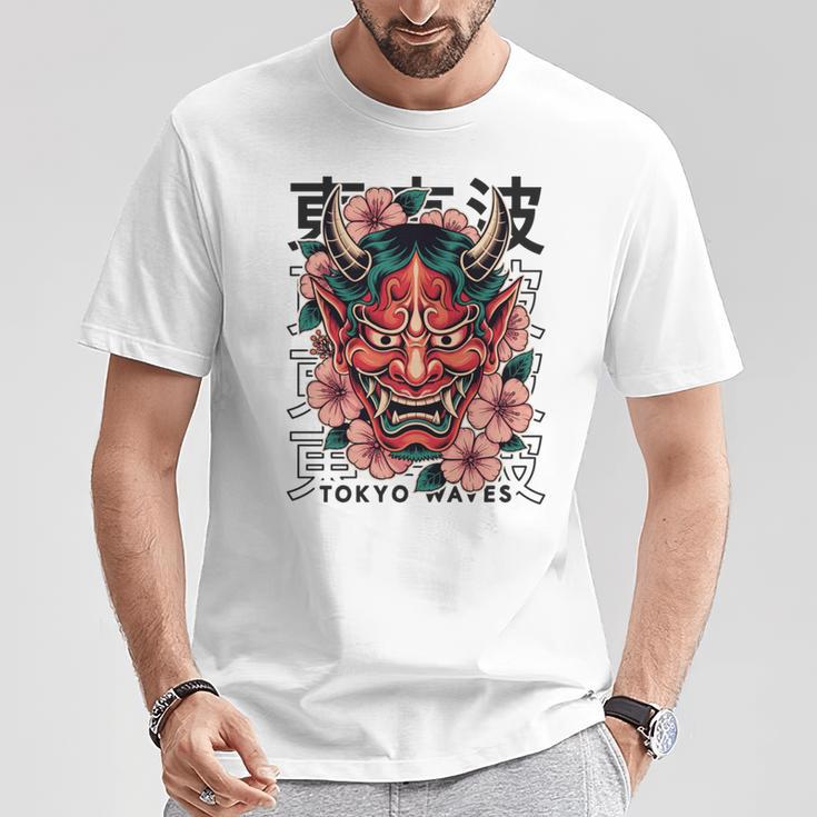日本悪魔 般若 鬼 鬼 仮面 妖怪鬼 鬼 仮面 長袖tシャツ Tシャツ 面白い贈り物