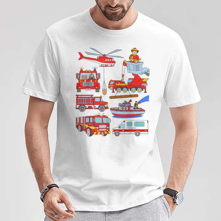 消防車 消防士 消防士 消防車 消防車 男の子 Tシャツ 面白い贈り物