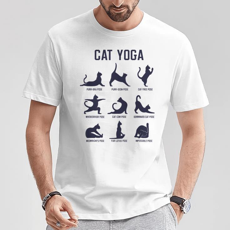 猫のヨガのポーズ Tシャツ 面白い贈り物