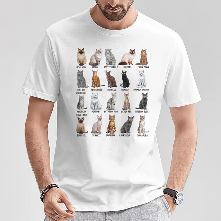 猫の種類教育猫の品種チャートガイド Tシャツ 面白い贈り物