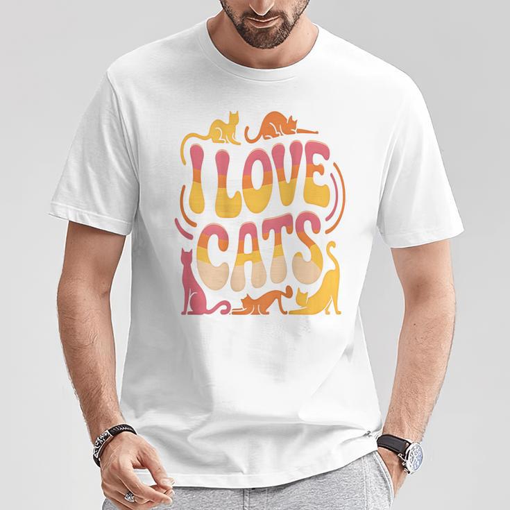 バックプリント 猫好き 引用 おもしろ猫 ミーム I Love Cats Tシャツ 面白い贈り物