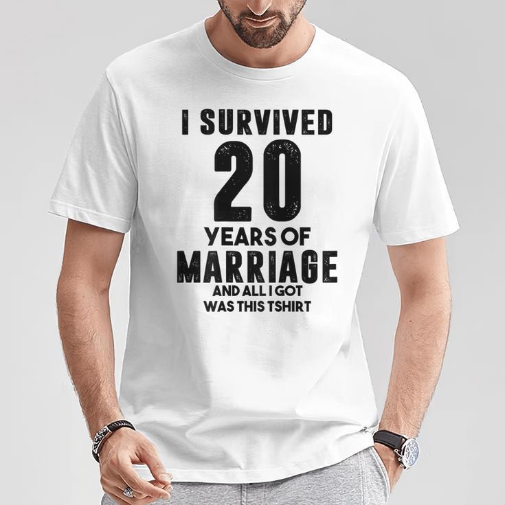 結婚20周年記念 カップル 妻 夫 裏面 Tシャツ 面白い贈り物