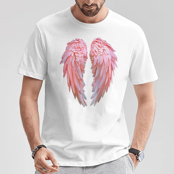 背面にグラフィックデザインの天使の羽。 Tシャツ 面白い贈り物