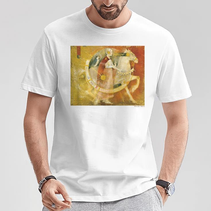 詩とメルヘン 牧野 鈴子 太陽の馬 Tシャツ 面白い贈り物