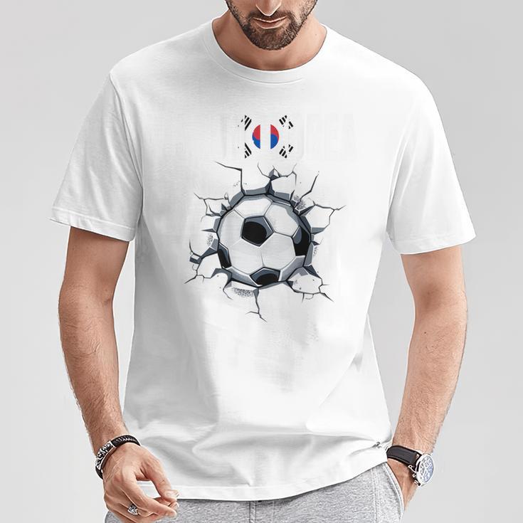 韓国サッカーファン 韓国フットボール ひび割れた壁 Tシャツ 面白い贈り物