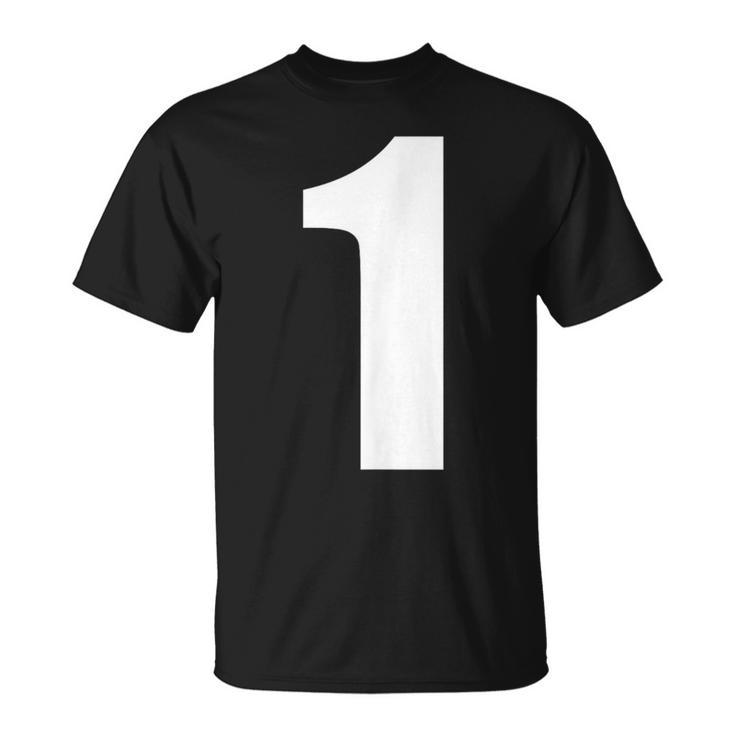 1 数字 シンプル 番号 ユニフォーム ナンバー 大きな文字【ホワイト／白 文字】スポーツ 野球 サッカー 部活 Tシャツ