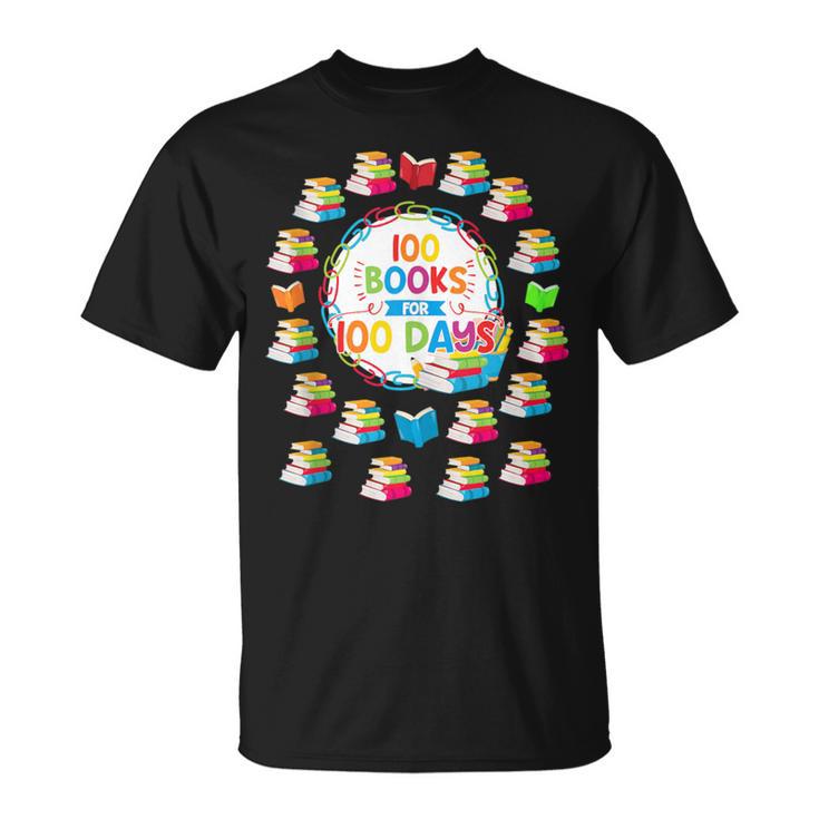 100 Books For 100 Days 100th Day Of School Top Teacher Kid T-Shirt