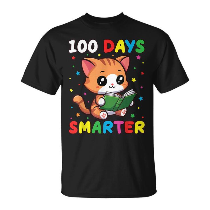 100 Days Smarter Happy Cute Cat Reading A Book T-Shirt