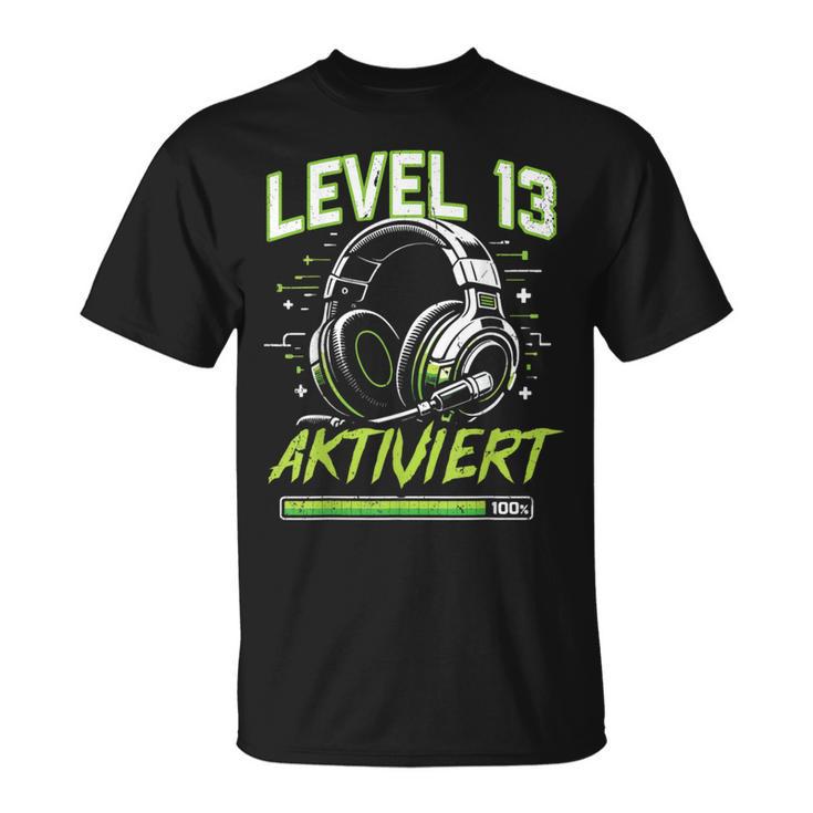 13 Geburtstag Jungenideo Gamer Level 13 Aktiviert Junge T-Shirt