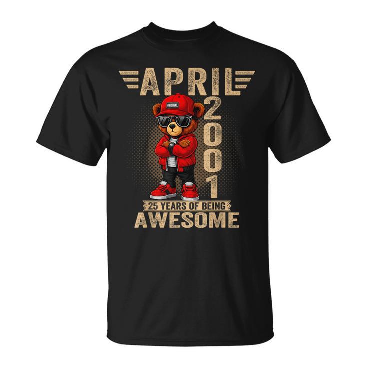 2001年4月25日の誕生日男性と女性の素晴らしいテディベア。 Tシャツ