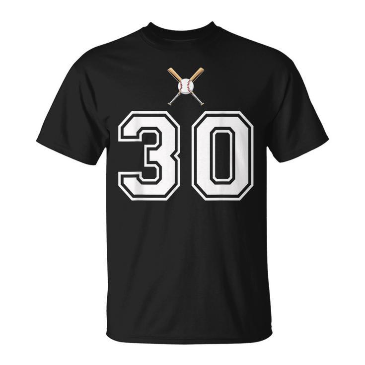 30 番 野球スタイル ヴィンテージホワイト Tシャツ