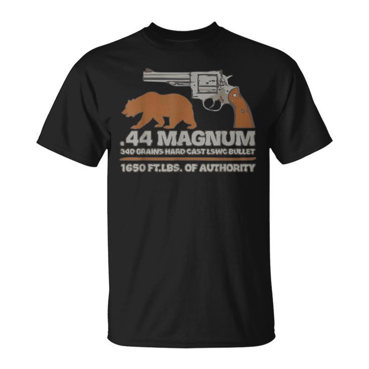 44マグナム ビッグボアハンティングリボルバー、ベアアウトドアトレイルtシャツ Tシャツ