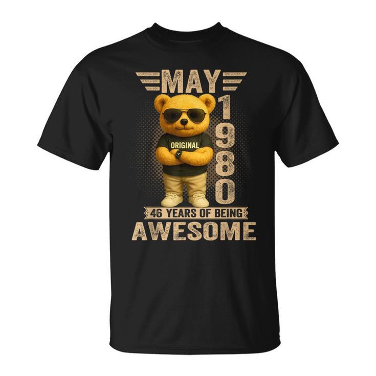 46歳 1980年5月 テディベア 46歳 誕生日 男性 女性 Tシャツ