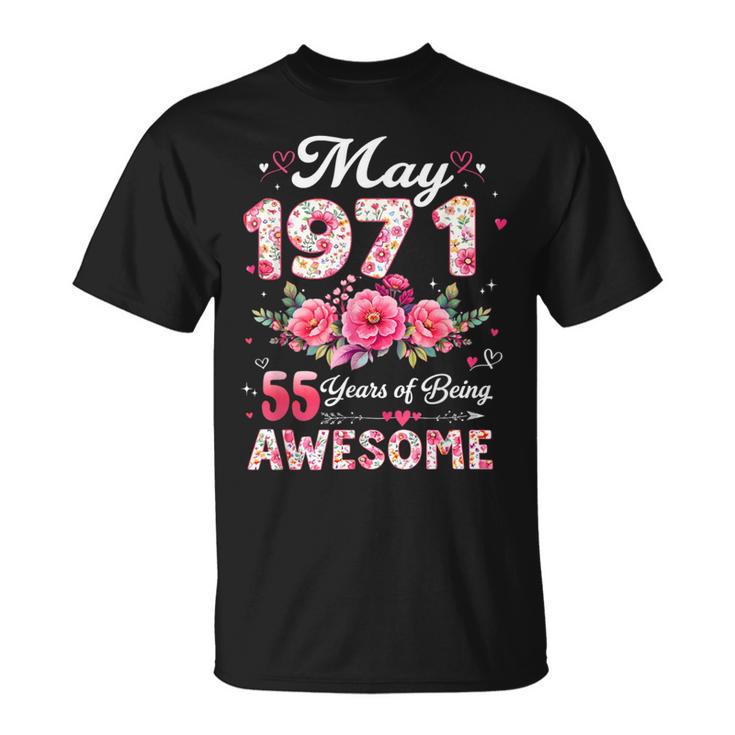 55歳 1971年5月 花柄 55歳 誕生日 男性 女性 Tシャツ