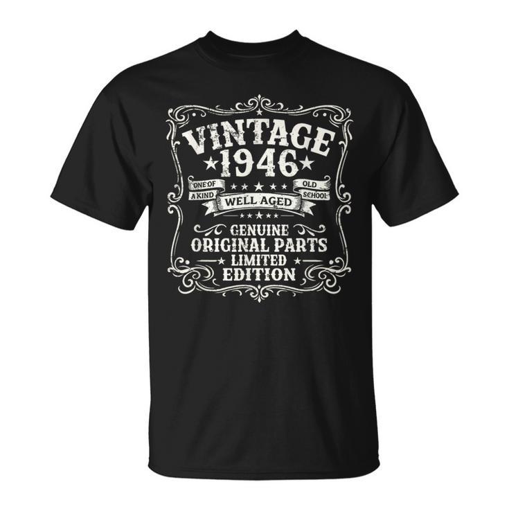 80歳 誕生日 男性女性intage 1946年1946年生まれ レトロデザインブランド Tシャツ