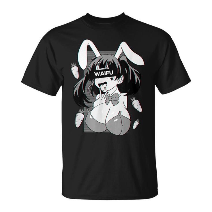 Ahegao Lewd アニメ 顔とウサギの女の子 コスチューム オタク用 Tシャツ