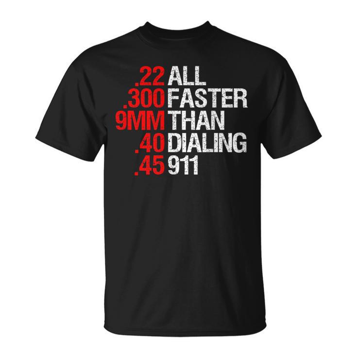 All Faster Than Dialing 911 ガン愛好家 Tシャツ