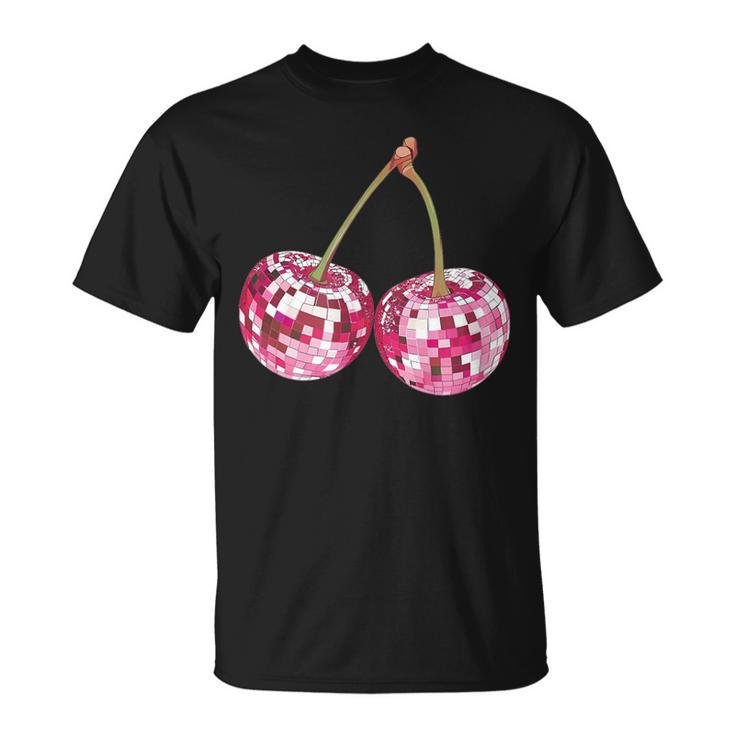 Ästhetischer Trendiger Y2k-Disco-Kugel Mit Kirsche Für Damen Girly T-Shirt