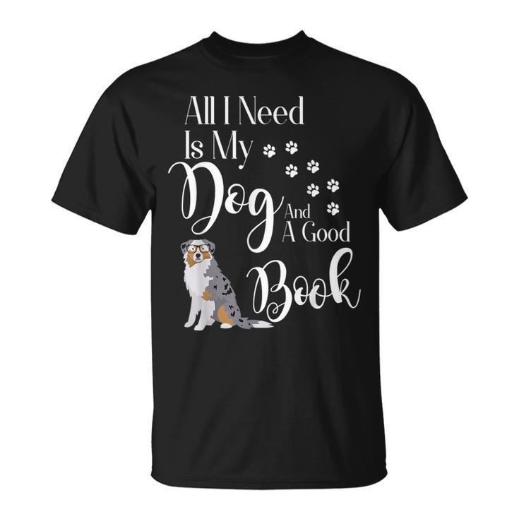 Australian Shepherd Dog Book Reading Love Mini Aussie Men Women Kids T-Shirt
