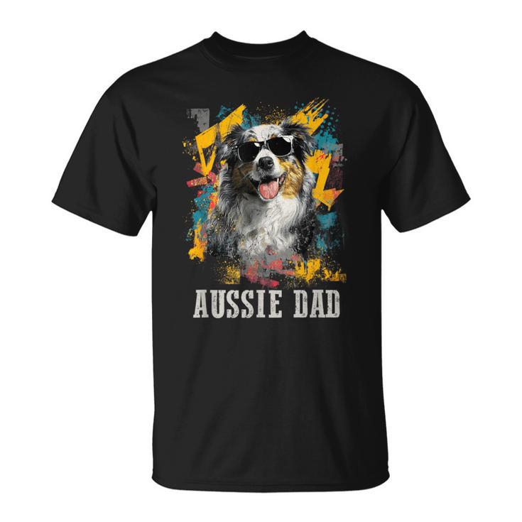 Australianhepherd Dad Dog Divertente Proprietario Festa Del Papà Maglietta