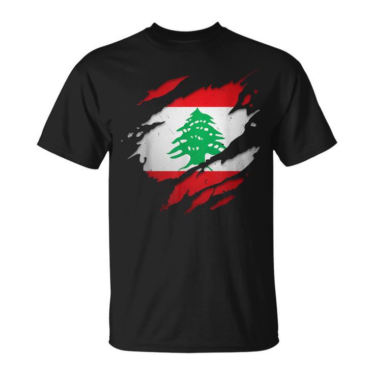 Bandera De Líbano Desgarrada Camiseta unisex